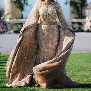 Custom champagne wedding gown